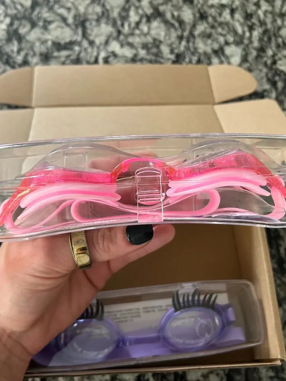 Swim Goggles for Girls 2 Pack Leak-Safe Cute Lashes Summer Pool - Brand New!